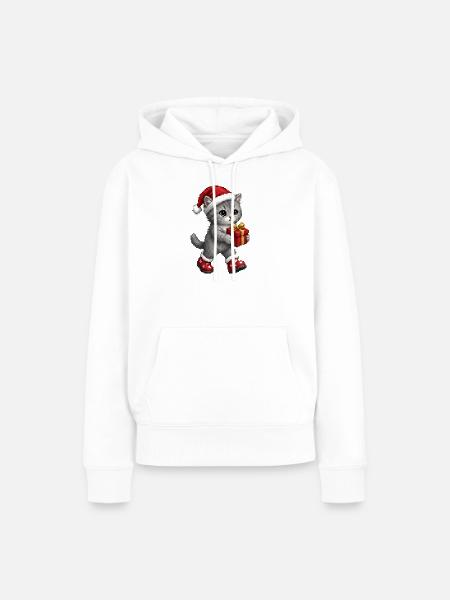 Gray Kitten Weihnachtsgeschenk - Frauen Premium Bio Hoodie - Weiß