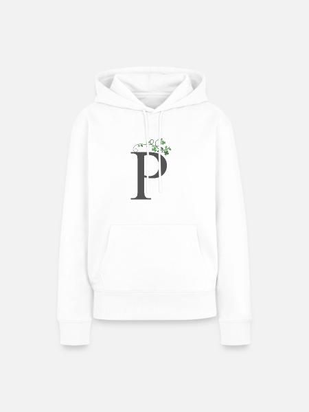 P mit Kleeblätter - Frauen Premium Bio Hoodie - Weiß