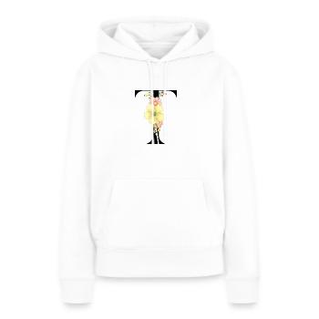 Eleganter Buchstabe 'T' mit Blumen - Frauen Premium Bio Hoodie - Weiß - Vorne - Julia (174cm)
