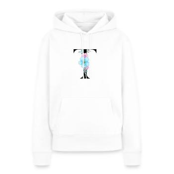 Eleganter Buchstabe 'T' mit Blumen - Frauen Premium Bio Hoodie - Weiß - Vorne - Julia (174cm)