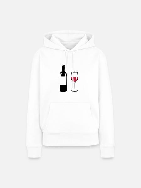 Weinflasche und Weinglas - Frauen Premium Bio Hoodie - Weiß