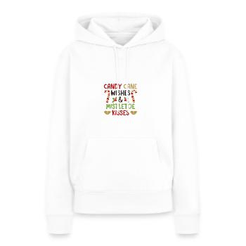 Candy Cane Wünsche und Mistelküsse - Frauen Premium Bio Hoodie - Weiß - Vorne - Julia (174cm)
