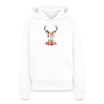 niedlicher schicker Hirsch mit Weihnachtspullover - Frauen Premium Bio Hoodie - Weiß - Vorne - Julia (174cm)