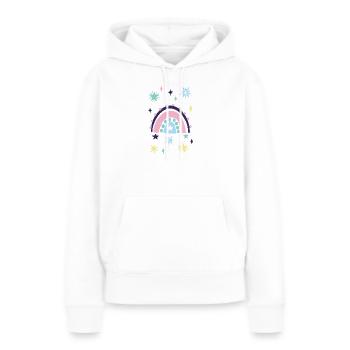 Arc arc-en-ciel étoile pastel - Sweat à capuche Premium bio Femme - blanc - Devant - Julia (174cm)
