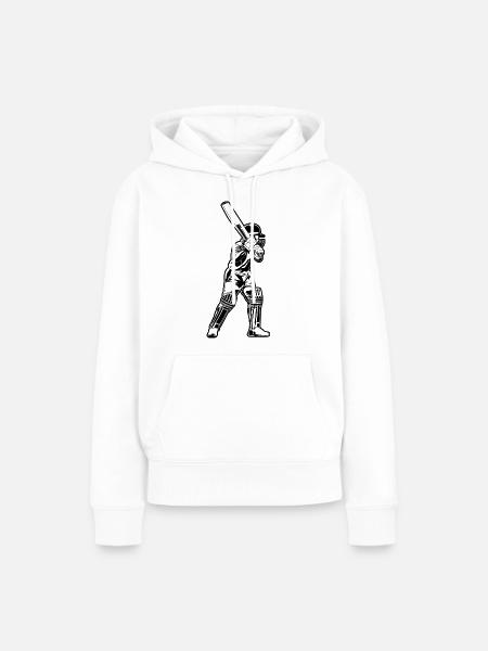Kricketspieler Sketch - Frauen Premium Bio Hoodie - Weiß