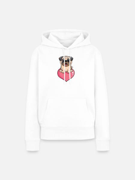 Mops - Frauen Premium Bio Hoodie - Weiß