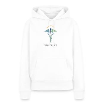 Saint Luc : Assistance médicale - Sweat à capuche Premium bio Femme - blanc - Devant - Julia (174cm)