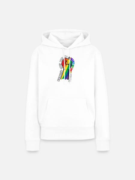 Statement-Sticker Menschenrechte - Frauen Premium Bio Hoodie - Weiß