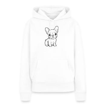 Kleiner Bulldog Linienporträt - Frauen Premium Bio Hoodie - Weiß - Vorne - Julia (174cm)