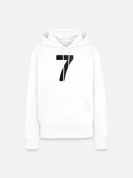 Schrammiges Sieben-Design - Frauen Premium Bio Hoodie - Weiß