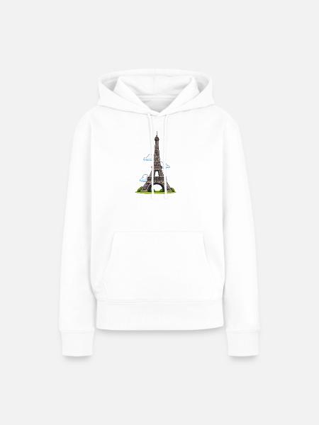Eiffelturm Cartoon Stil - Frauen Premium Bio Hoodie - Weiß