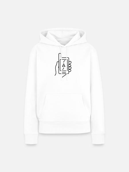GPS im Handlinien-Symbol - Frauen Premium Bio Hoodie - Weiß