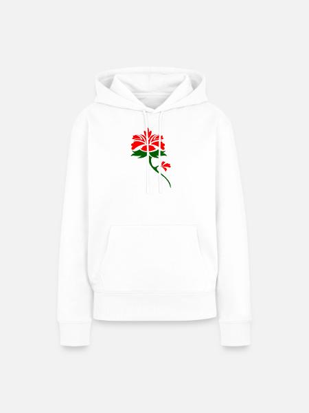 Rote Blume im Grünblatt Design - Frauen Premium Bio Hoodie - Weiß