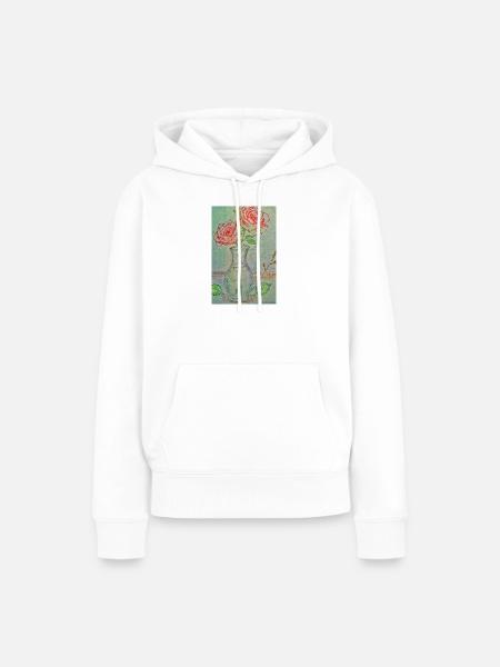 Zwei rote Rosen in einer Vase - Frauen Premium Bio Hoodie - Weiß