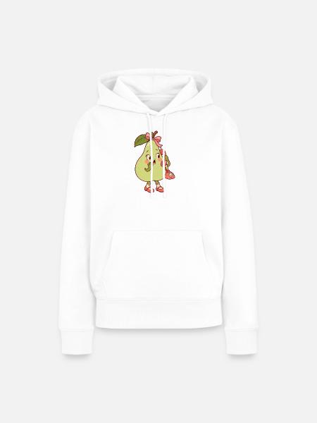 Birne mit Handy – niedliche Fruchtfigur - Frauen Premium Bio Hoodie - Weiß