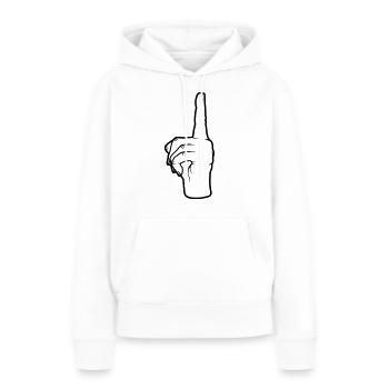 Geste de la main vers le haut - Sweat à capuche Premium bio Femme - blanc - Devant - Julia (174cm)