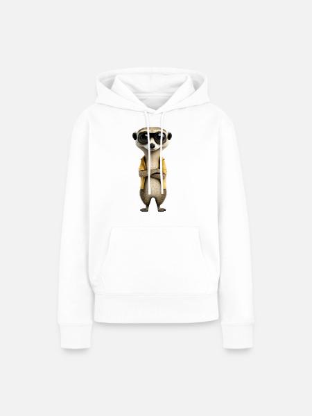 Cooles Erdmännchen mit Sonnenbrille und Jacke - Frauen Premium Bio Hoodie - Weiß