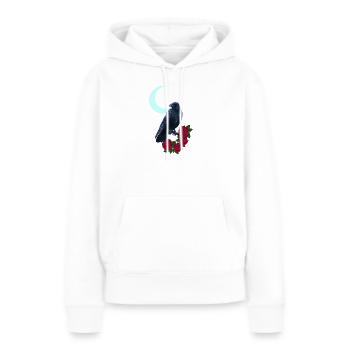 kolkrabe, Rosenblüte, Mondsichel, goth, Vögel - Frauen Premium Bio Hoodie - Weiß - Vorne - Julia (174cm)