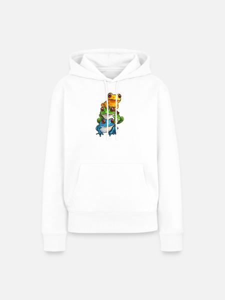 Gestapelte Frösche Cartoon-Design - Frauen Premium Bio Hoodie - Weiß