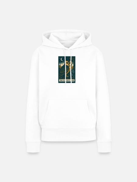 Mystische Eule unter Nachthimmel - Frauen Premium Bio Hoodie - Weiß