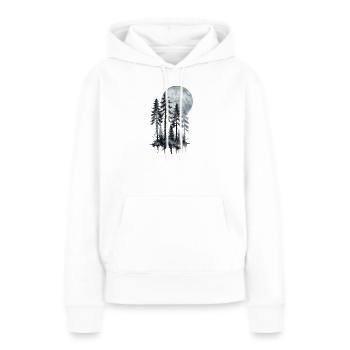 Mondschein Wald Aquarell Silhouette - Frauen Premium Bio Hoodie - Weiß - Vorne - Julia (174cm)