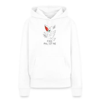Colombe de la paix - Palestine Libre - Sweat à capuche Premium bio Femme - blanc - Devant - Julia (174cm)