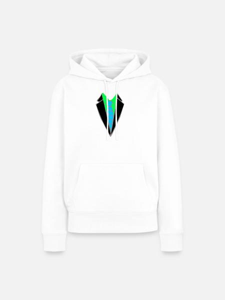 Neon Sakko mit blauer Krawatte - Frauen Premium Bio Hoodie - Weiß