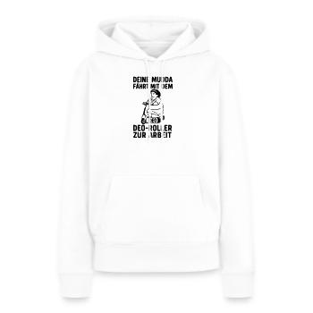 Votre blague de maman Déodorant Trottinette Mobylette Pharmacie - Sweat à capuche Premium bio Femme - blanc - Devant - Julia (174cm)