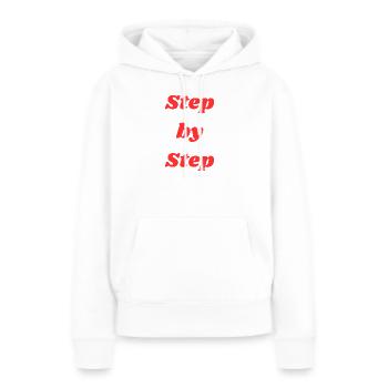 Typographie étape par étape - Sweat à capuche Premium bio Femme - blanc - Devant - Julia (174cm)
