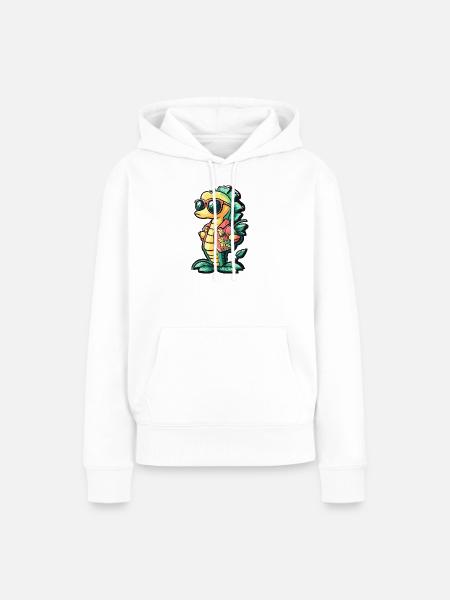 Seepferd Comic Urlaub - Frauen Premium Bio Hoodie - Weiß