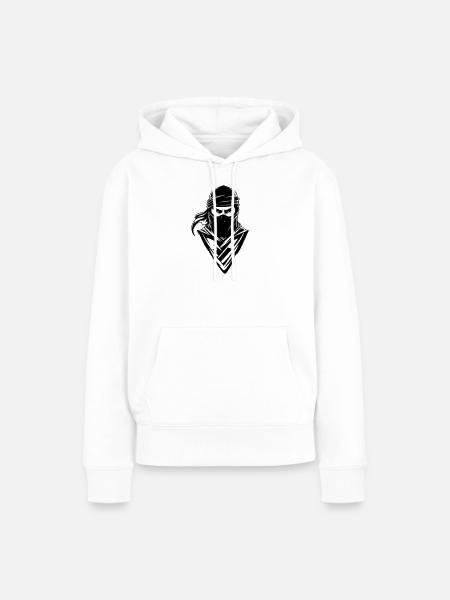Ninja - Gesicht - Frauen Premium Bio Hoodie - Weiß