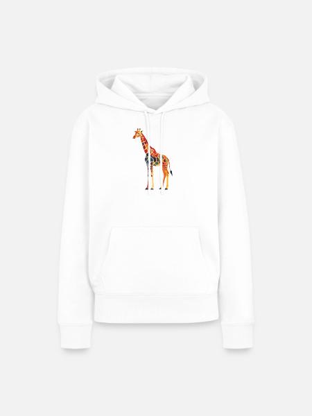 Mosaik-Giraffe im Regenbogenstil - Frauen Premium Bio Hoodie - Weiß