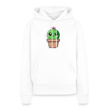 Kaktus Kawaii im Blumentopf - Frauen Premium Bio Hoodie - Weiß - Vorne - Julia (174cm)