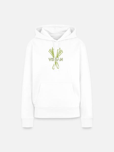 Vegan Lauch Silhouette - Frauen Premium Bio Hoodie - Weiß