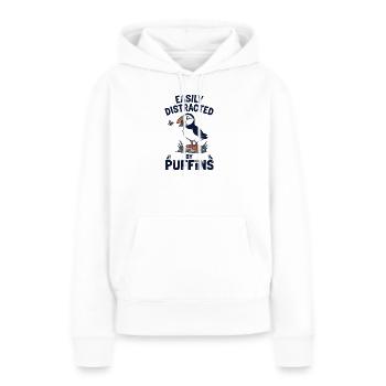 Facilement distrait par les macareux Papageitaucher - Sweat à capuche Premium bio Femme - blanc - Devant - Julia (174cm)