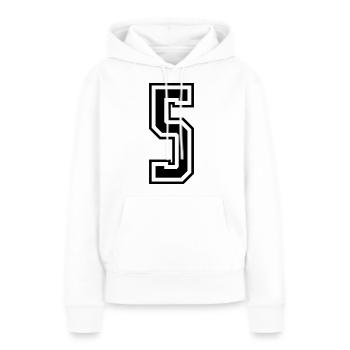5 Numéro de numéro - Sweat à capuche Premium bio Femme - blanc - Devant - Julia (174cm)
