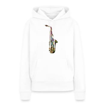 Saxofon - Frauen Premium Bio Hoodie - Weiß - Vorne - Julia (174cm)