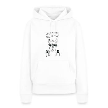 Everything Will Be Okay, Llama Alpaca - Sweat à capuche Premium bio Femme - blanc - Devant - Julia (174cm)