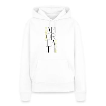 Cupid Fati - Aimez votre destin - Nietzsche - Sweat à capuche Premium bio Femme - blanc - Devant - Julia (174cm)