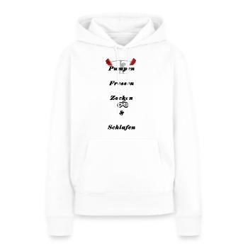 Pumper und Zocker Kleidung - Frauen Premium Bio Hoodie - Weiß - Vorne - Julia (174cm)