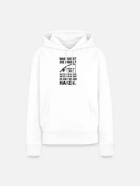 angeln haken Angler witz - Frauen Premium Bio Hoodie - Weiß