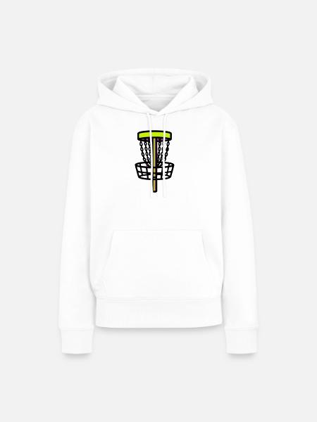Discgolf Korb Ziel Logo - Frauen Premium Bio Hoodie - Weiß