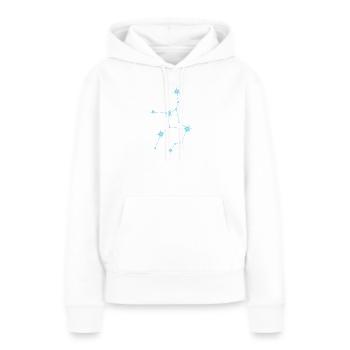 Constellation de l’étoile de la Vierge Signe du zodiaque bleu pastel - Sweat à capuche Premium bio Femme - blanc - Devant - Julia (174cm)