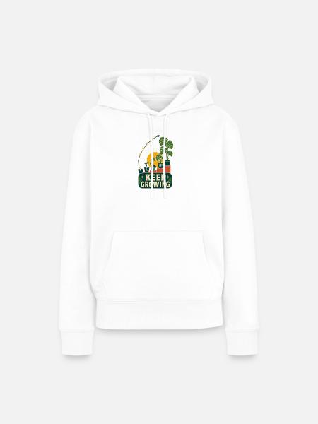 Keep Growing – Retro Pflanzen Motivation - Frauen Premium Bio Hoodie - Weiß