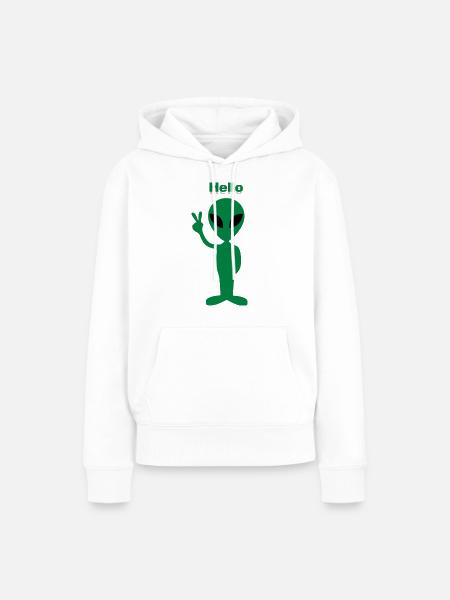 Hello Alien - Frauen Premium Bio Hoodie - Weiß