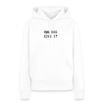 One life Live It - Sweat à capuche Premium bio Femme - blanc - Devant - Julia (174cm)
