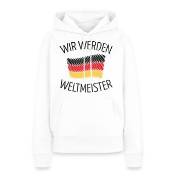 Wir Werden Weltmeister (Deutschlandflagge Skizze) - Frauen Premium Bio Hoodie - Weiß - Vorne - Julia (174cm)