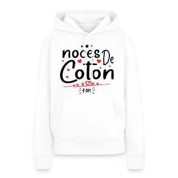noces de coton - Sweat à capuche Premium bio Femme - blanc - Devant - Julia (174cm)