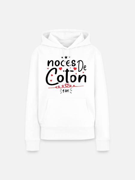 noces de coton - Sweat à capuche Premium bio Femme - blanc
