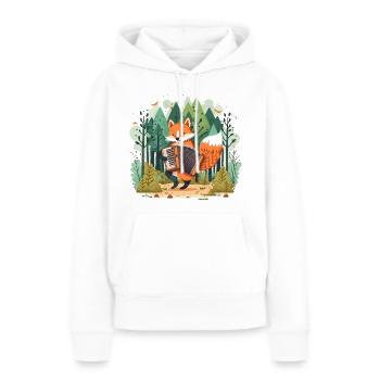 Renard musical - Sweat à capuche Premium bio Femme - blanc - Devant - Julia (174cm)